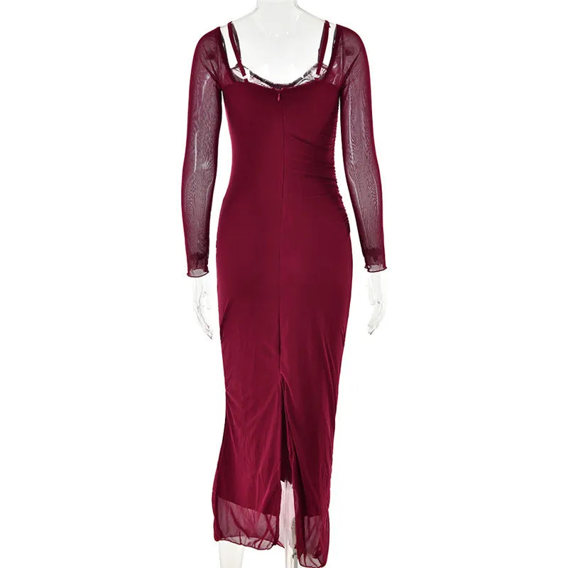 Mozision Elegant Sheer Long Sleeve Sexy - Lena & Miles Exquisite Boutique LLC.