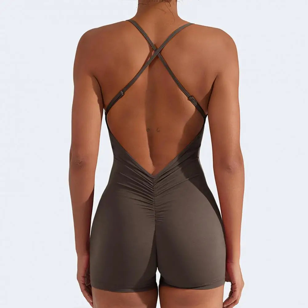 Sleeveless Sports Jumpsuit Woman Fitness Overalls Short Workout Rompers Women Gym Bodysuits Female Push Up Yoga One-Piece Suit - Lena & Miles Exquisite Boutique LLC.