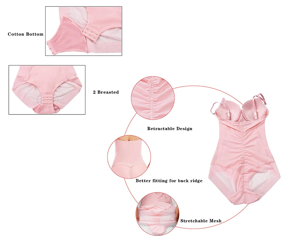 Bodysuit Women Shapewear Body Shaper With Cup Compression Bodies Belly Sheath Waist Trainer Reductive Slimming Underwear - Lena & Miles Exquisite Boutique LLC.