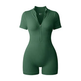 2025 Yoga Jumpsuit Summer Short Sleeve Zipper Sports Wear Gym Fitness Sports Bodysuits Women Fashion Running Yoga Fitness Suit - Lena & Miles Exquisite Boutique LLC.