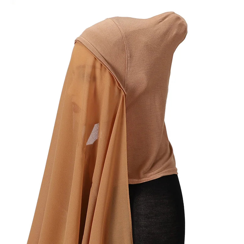 Full Cover Inner Muslim Chiffon Hijab Instant Scarf Islamic Cap Head Wear Caps Underscarf Bone Bonnet Headcover - Lena & Miles Exquisite Boutique LLC.