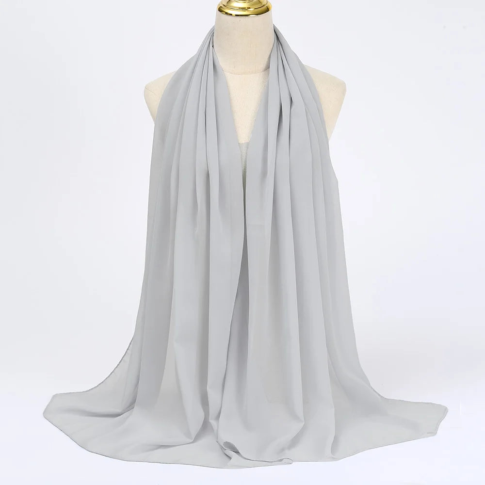 Ramadan Muslim Chiffon Hijabs For Woman Plain - Lena & Miles Exquisite Boutique LLC.