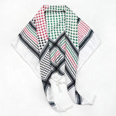New 125x125cm Tassel Arabic Turban Square Scarf ArafatPalestinian Three-color Patchwork Knit Embroidered 49inch Square Scarf - Lena & Miles Exquisite Boutique LLC.