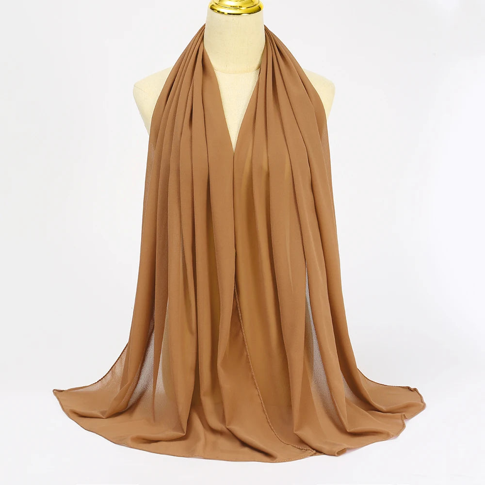 Muslim Chiffon Hijab Scarf Women Long Solid - Lena & Miles Exquisite Boutique LLC.