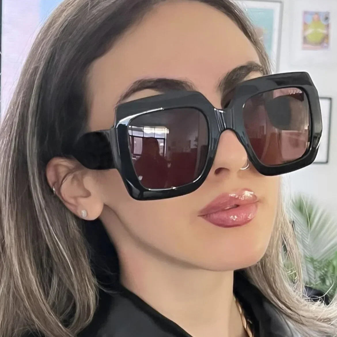 JNPCXI Oversized Square Sunglasses Women Fashion Shades UV400 Men Luxury Brand Designer Male Female Sun Glasses - Lena & Miles Exquisite Boutique LLC.