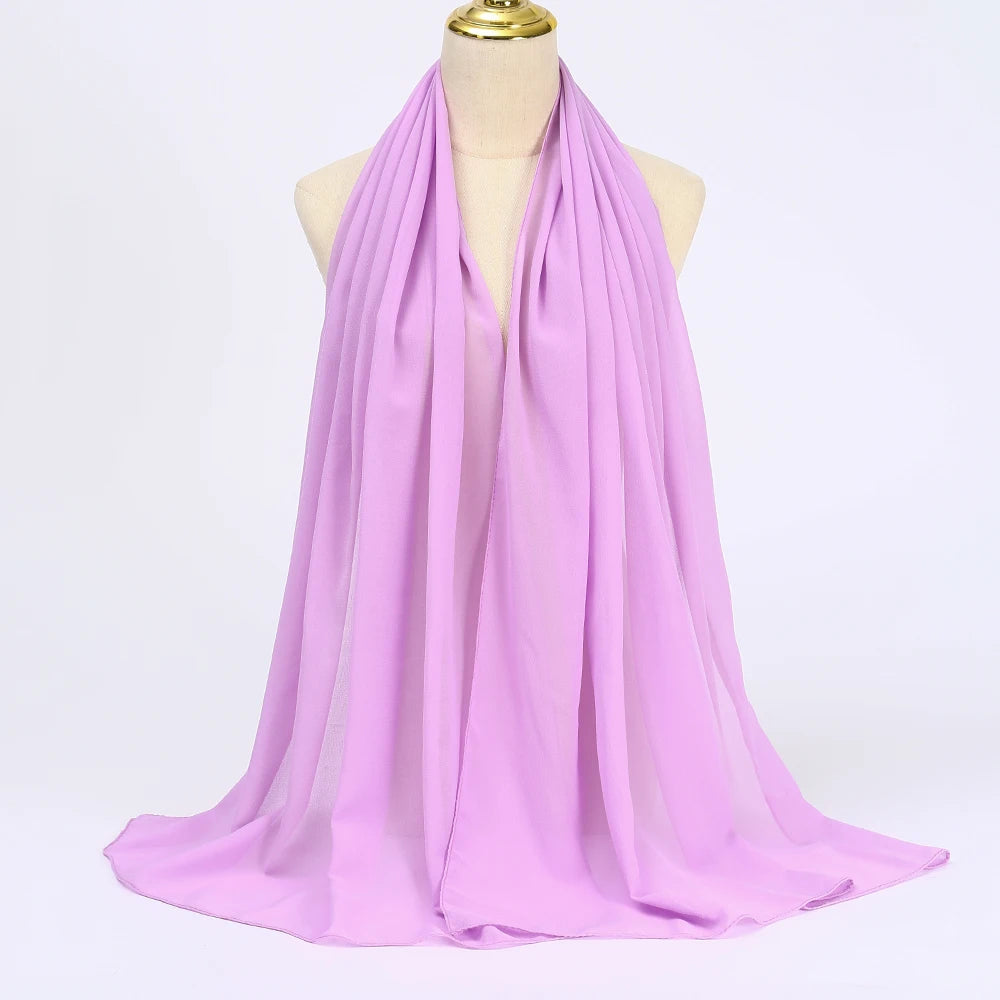 Muslim Chiffon Hijab Scarf Women Long Solid - Lena & Miles Exquisite Boutique LLC.