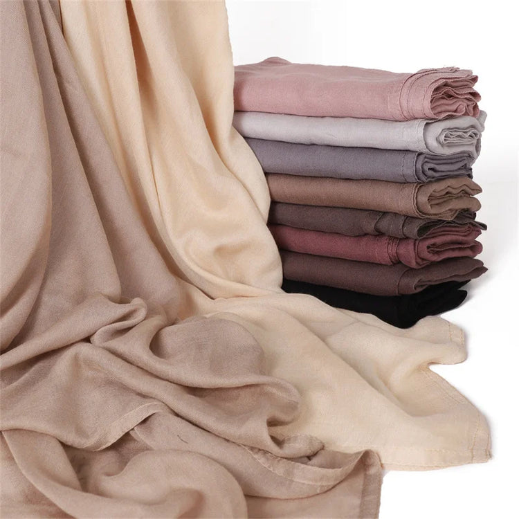 Ramadan Solid Color Big Size Cotton Rayon Hijab - Lena & Miles Exquisite Boutique LLC.