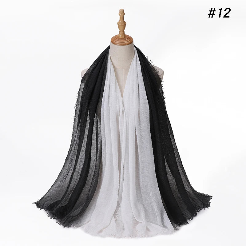 Two Color Crinkle Gradient Color Hijab Tie - Lena & Miles Exquisite Boutique LLC.