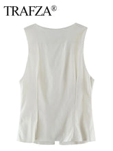 TRAFZA Women Fashion Lace Up Vest V Neck - Lena & Miles Exquisite Boutique LLC.