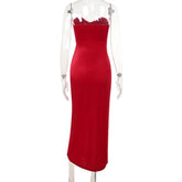 Tuularose Sexy Backless Red Dress Women&