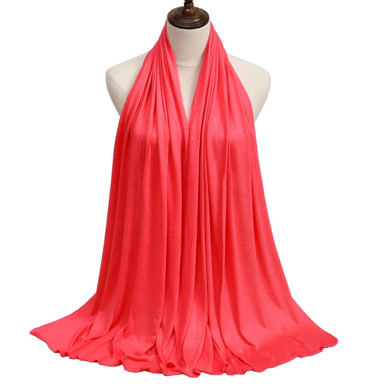 2023 New Modal Cotton Jersey Hijab Scarf Long Muslim Shawl Plain Soft Turban Tie Head Wraps For Women Africa Headband 170x60cm - Lena & Miles Exquisite Boutique LLC.