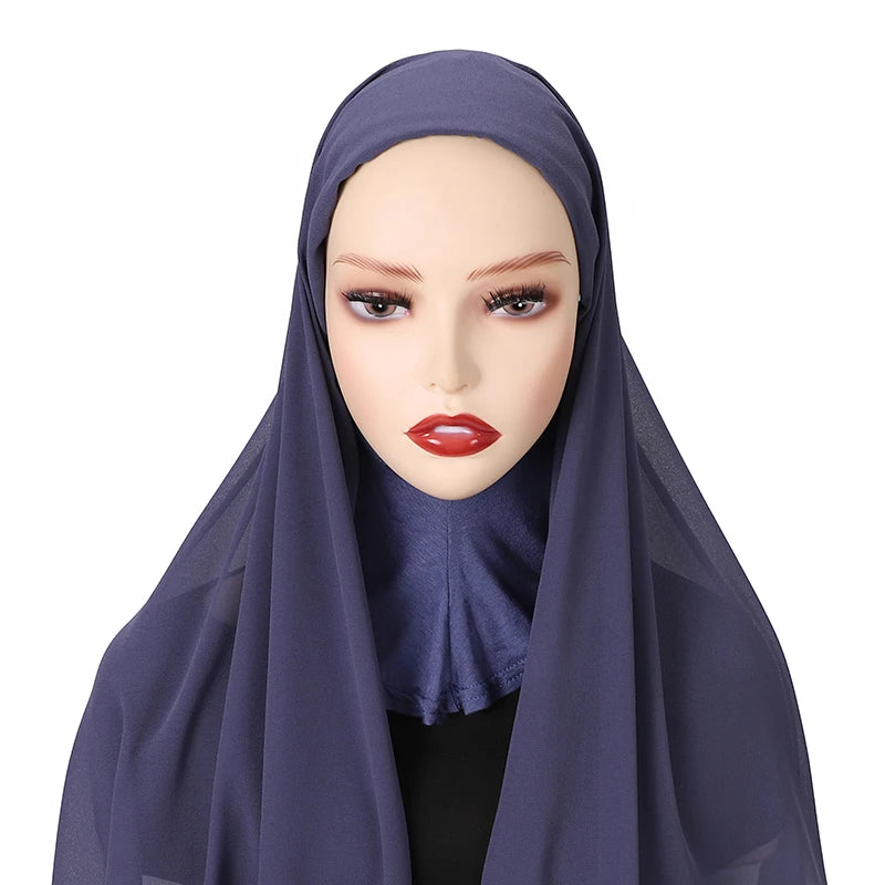 Full Cover Inner Muslim Chiffon Hijab Instant Scarf Islamic Cap Head Wear Caps Underscarf Bone Bonnet Headcover - Lena & Miles Exquisite Boutique LLC.