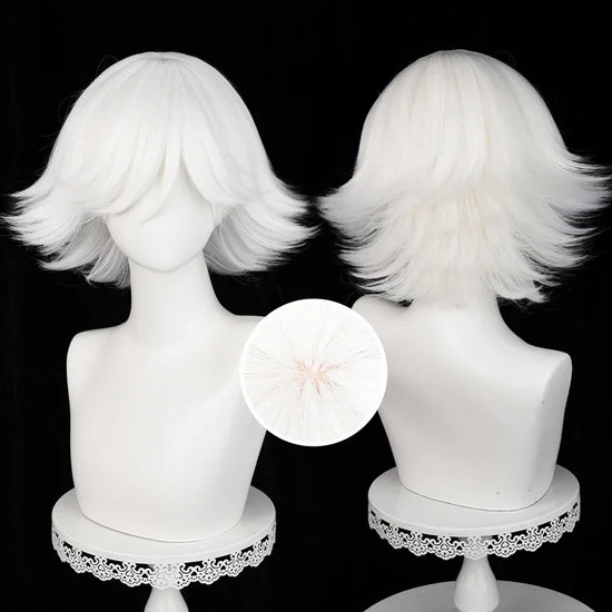 Anime Mi Zu Ki Cosplay Wig 33cm Short Pure White Wig Cosplay Anime Cosplay Wigs Heat Resistant Synthetic Wigs Hair