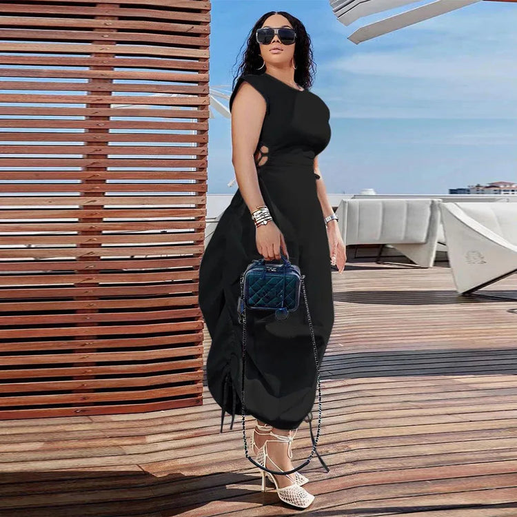 CMYAYA Loose DrawString Women O-neck Sleeve - Lena & Miles Exquisite Boutique LLC.