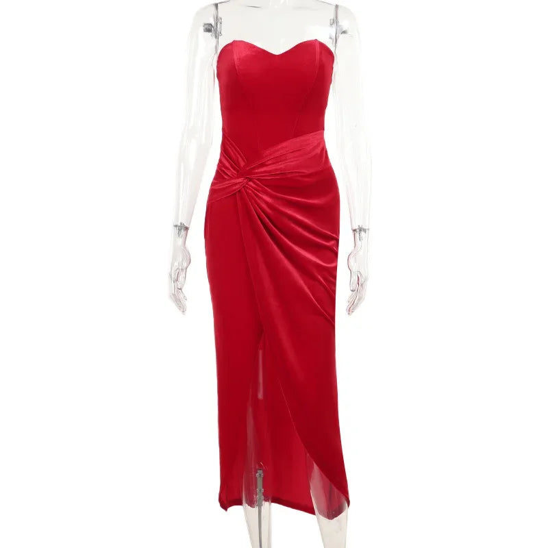 Tuularose Sexy Backless Red Dress Women&