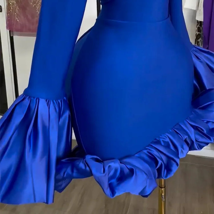 CM.YAYA Women O-neck Long Flare Sleeve Ruff - Lena & Miles Exquisite Boutique LLC.