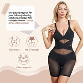Women Body Shaper Cross Compression Tummy Control Butt Lifter Mesh Shapewear Bodysuit Faja With Open Crotch - Lena & Miles Exquisite Boutique LLC.