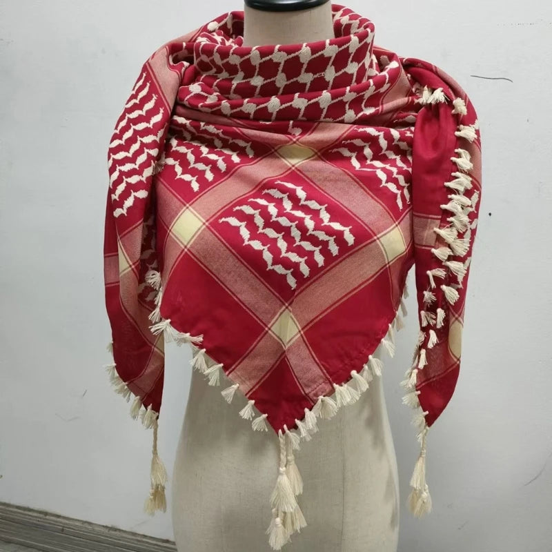 Fringed Arab Scarf Shemagh Head Wrap Arabian - Lena & Miles Exquisite Boutique LLC.