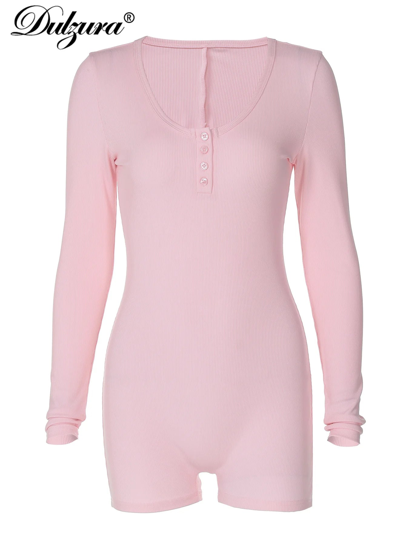 Dulzura Skinny Long Sleeve Playsuits Solid Bodycon Jumpsuits Rompers Evening Party Club Holiday Workout Sport Women Clothes Y2K - Lena & Miles Exquisite Boutique LLC.