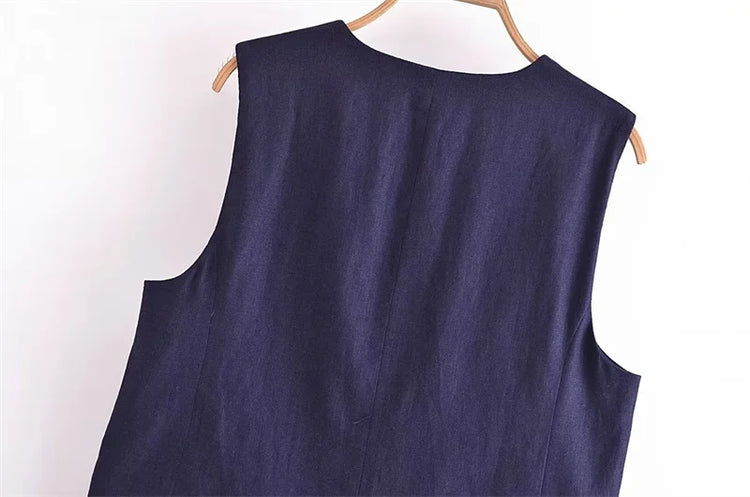 KEYANKETIAN Summer New Linen Texture V- - Lena & Miles Exquisite Boutique LLC.