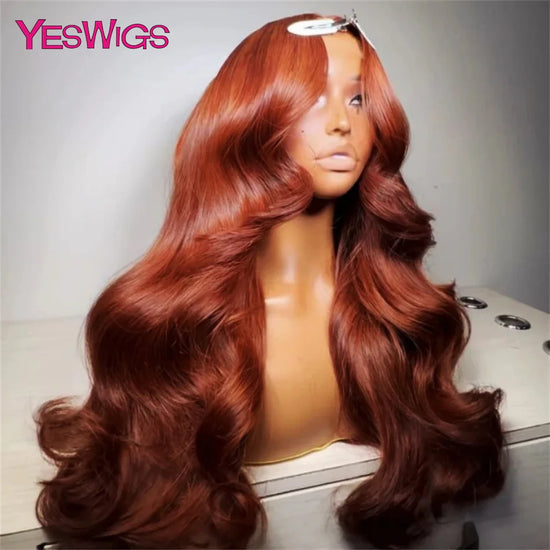 Reddish Brown 13x6 Lace Frontal Wig Body Wave Colored Human Hair Wigs On Clearance Sale HD Glueless Red Brown Lace Front Wig