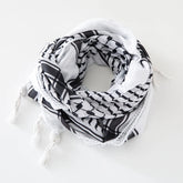 Classic Plaid Print Hijab Scarf Pompom Tassels Black and White Square Shemagh Muslim Headscarf Women Arab Keffiyeh Hijabs - Lena & Miles Exquisite Boutique LLC.