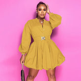 CM.YAYA Long Sleeve with Belt Single Breasted - Lena & Miles Exquisite Boutique LLC.