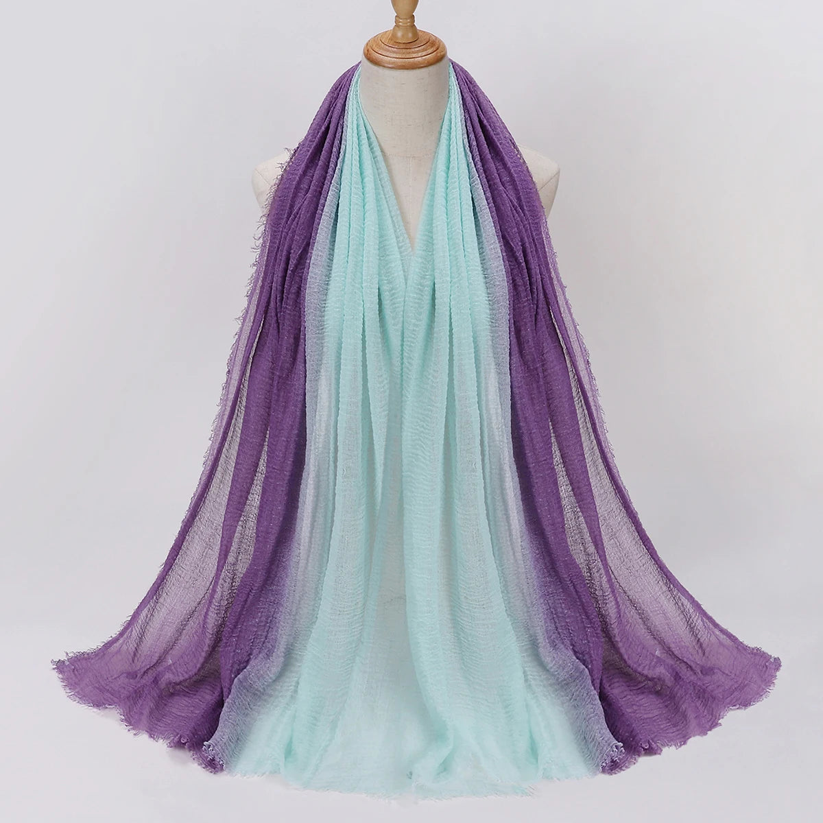 Two Color Crinkle Gradient Color Hijab Tie - Lena & Miles Exquisite Boutique LLC.
