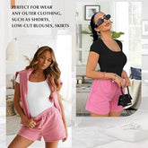 GUUDIA Short Sleeve Open Crotch Big U Neck Seamless Shapers Spandex Elastic Body Suit Shapewear Women Body Shaper Tummy Control - Lena & Miles Exquisite Boutique LLC.