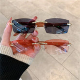 Trendy Punk Sunglasses Rimless Rectangle Sun - Lena & Miles Exquisite Boutique LLC.