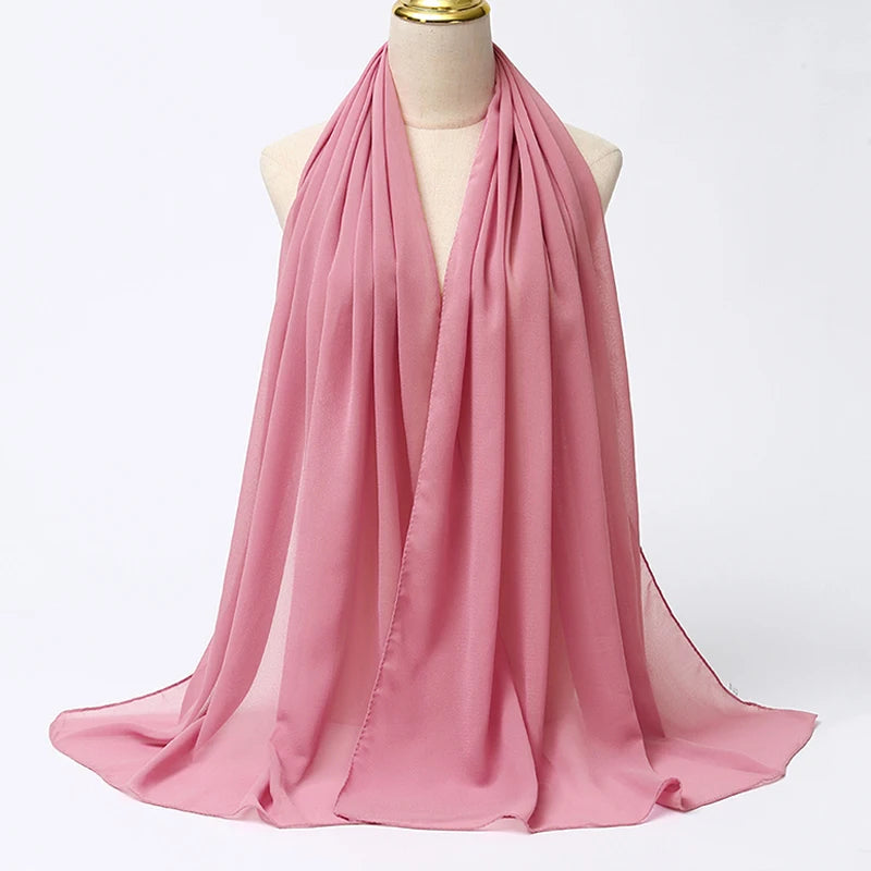 Ramadan Muslim Chiffon Hijabs For Woman Plain - Lena & Miles Exquisite Boutique LLC.
