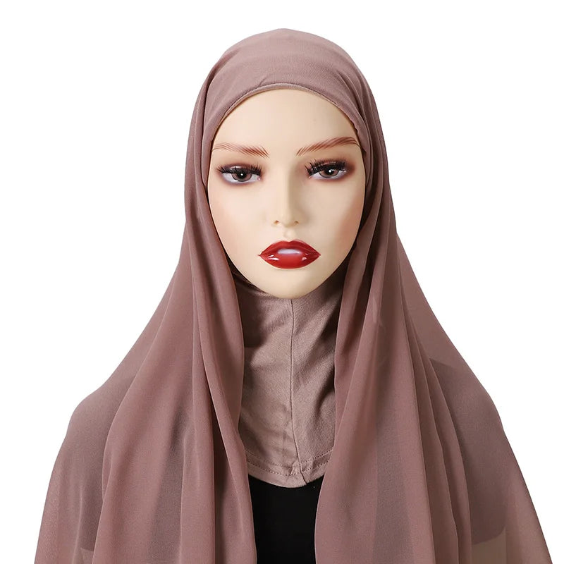 Full Cover Inner Muslim Chiffon Hijab Instant Scarf Islamic Cap Head Wear Caps Underscarf Bone Bonnet Headcover - Lena & Miles Exquisite Boutique LLC.