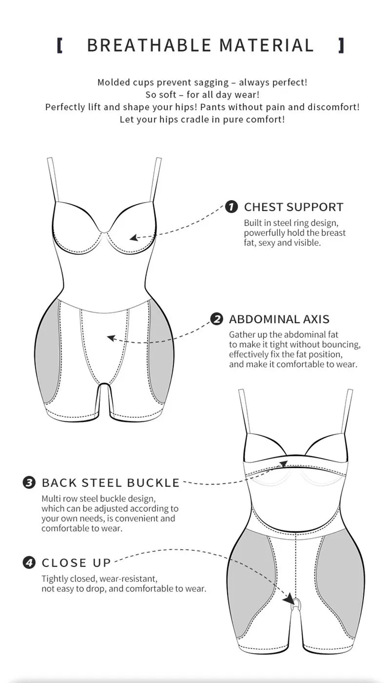 AfruliA Bodysuit Shapewear Padded Hip Enhancer Bra Cushion Butt Lifter Sexy Back Body Shaper Jumpsuits Fajas Colombianas Girdles - Lena & Miles Exquisite Boutique LLC.