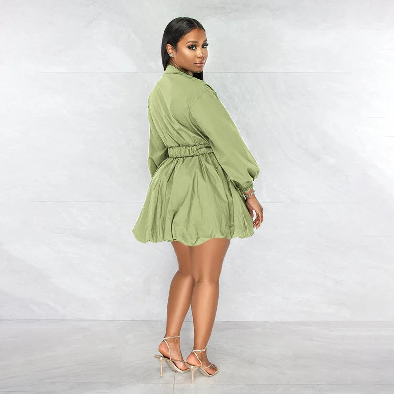 CM.YAYA Long Sleeve with Belt Single Breasted - Lena & Miles Exquisite Boutique LLC.