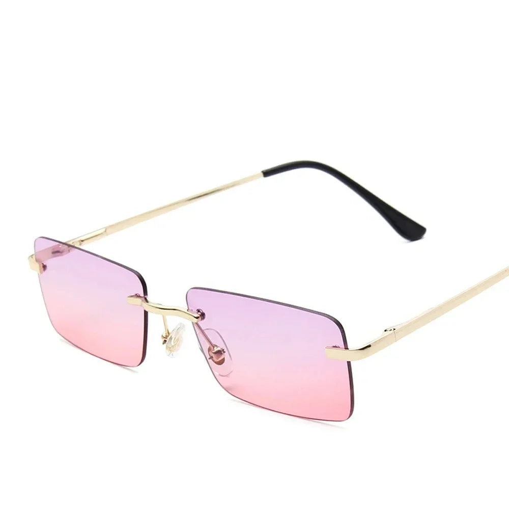 Rimless Rectangle Sunglasses Women UV400 Driving Sun Glasses Men Clear Color Summer Accessories Square Small Size - Lena & Miles Exquisite Boutique LLC.