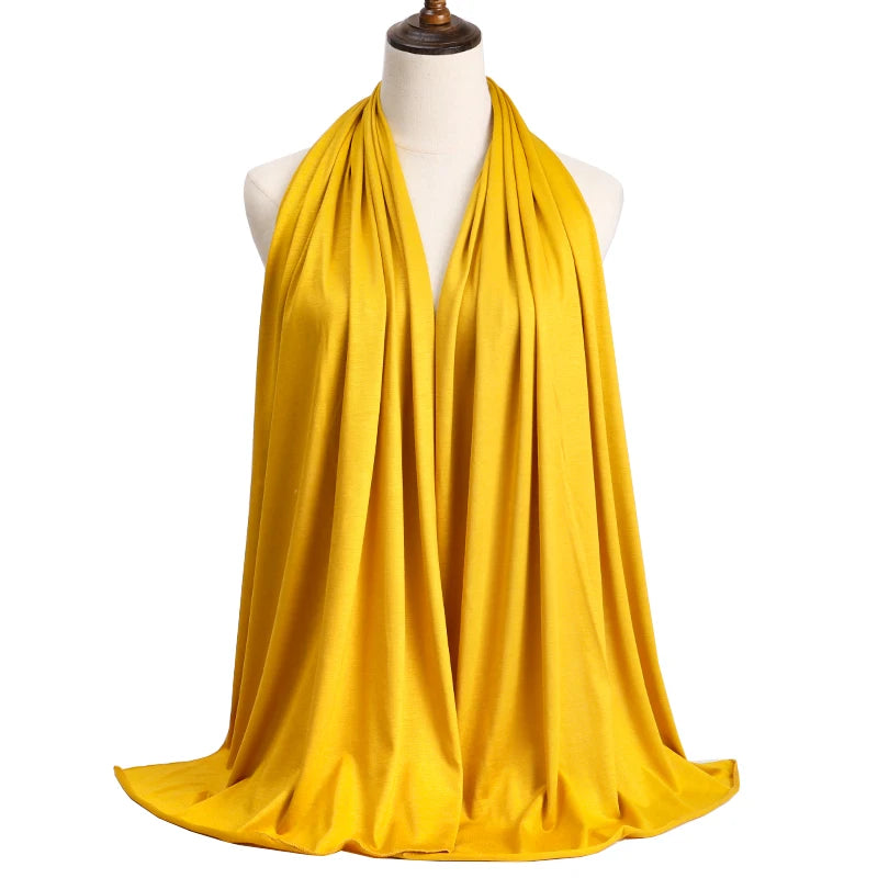 2023 New Modal Cotton Jersey Hijab Scarf Long Muslim Shawl Plain Soft Turban Tie Head Wraps For Women Africa Headband 170x60cm - Lena & Miles Exquisite Boutique LLC.