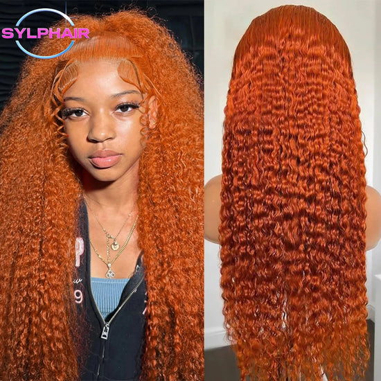 Orange Ginger Lace Front Wig Curly Human Hair Wigs 30 38 Inch Deep Wave Frontal Wig 13x4 13x6 HD Lace Front Human Hair Wig