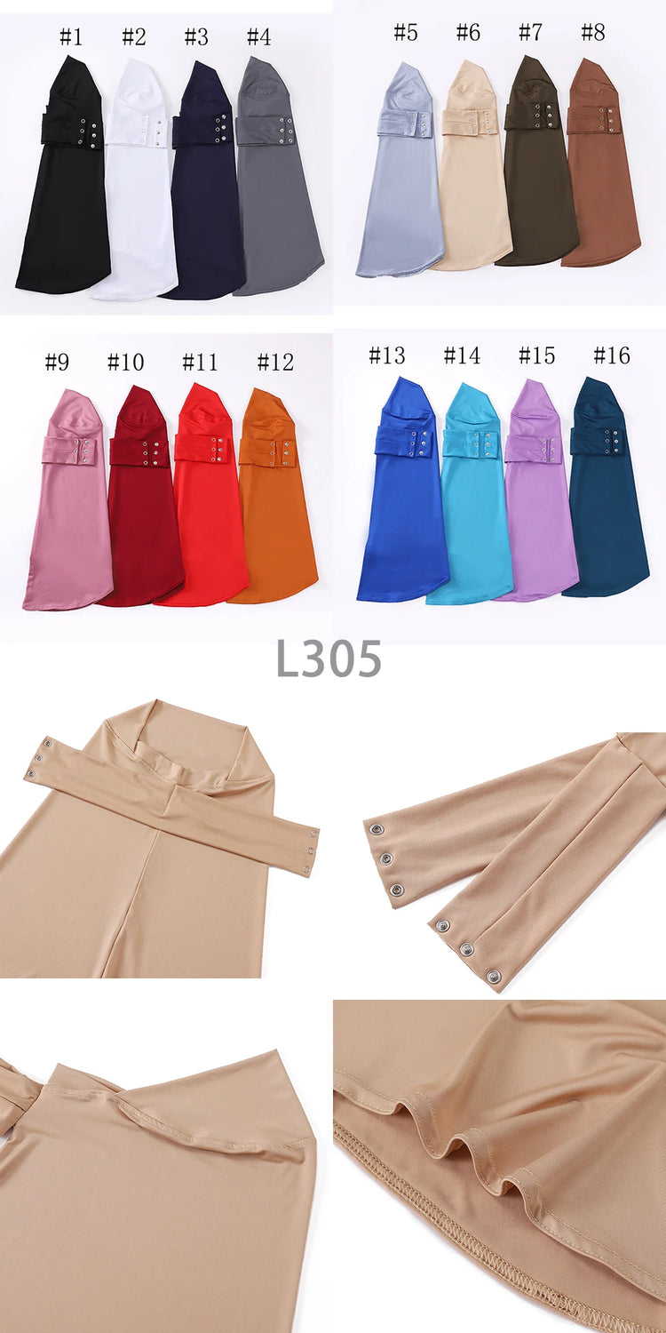 New Instant Jersey Hijab Undercap Hijabs for Woman Muslim Women Hijab Cap Full Cover Snap Fastener Head Wraps Scarf Islam Turban - Lena & Miles Exquisite Boutique LLC.