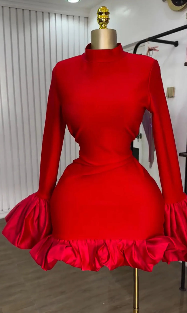 CM.YAYA Women O-neck Long Flare Sleeve Ruff - Lena & Miles Exquisite Boutique LLC.