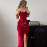 Tuularose Sexy Backless Red Dress Women&