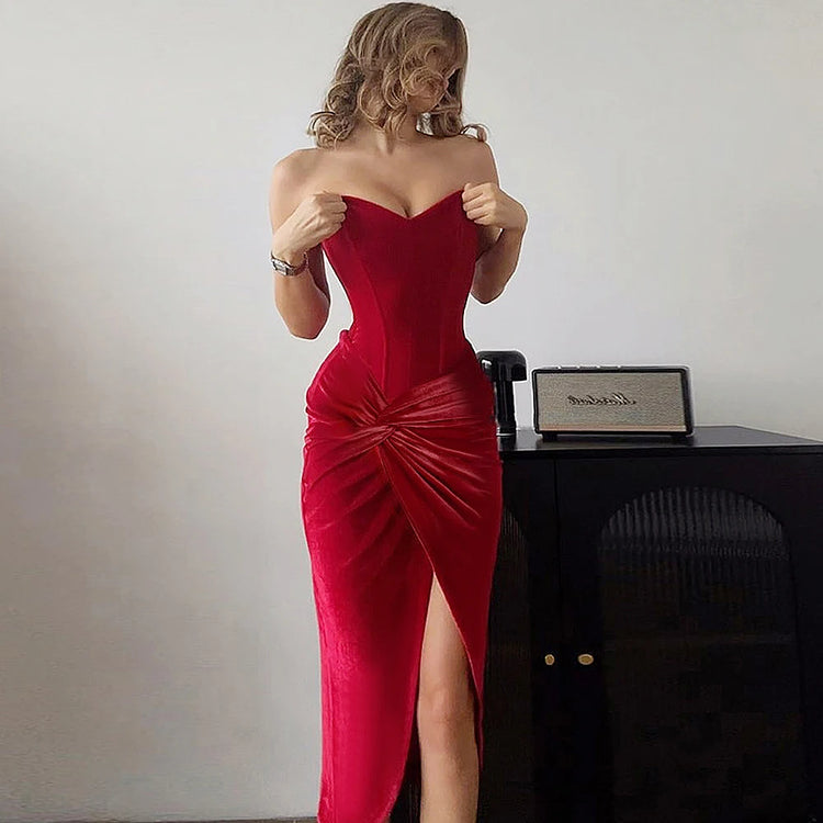 Tuularose Sexy Backless Red Dress Women&