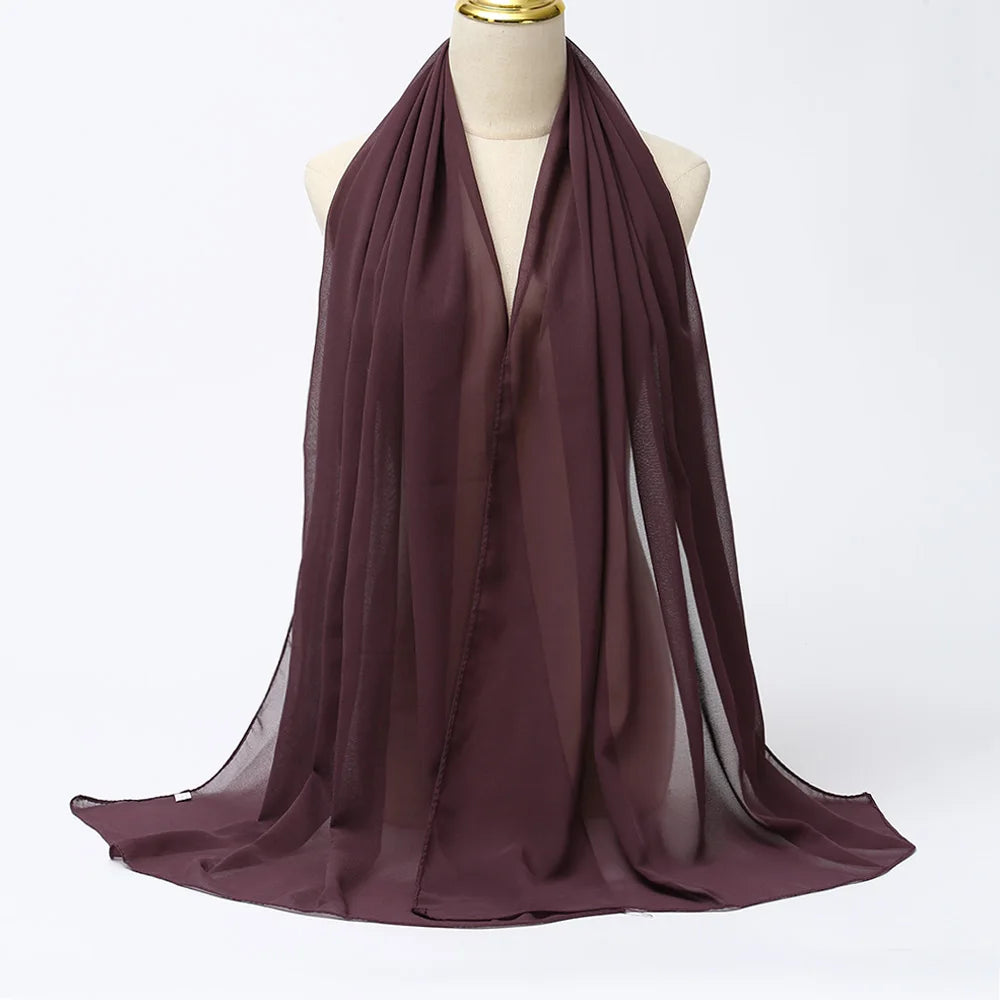 Ramadan Muslim Chiffon Hijabs For Woman Plain - Lena & Miles Exquisite Boutique LLC.