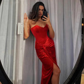 Tuularose Sexy Backless Red Dress Women&