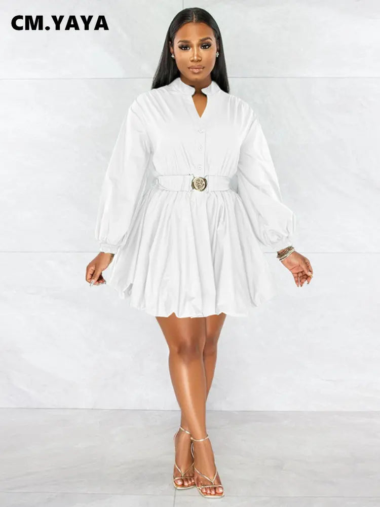 CM.YAYA Long Sleeve with Belt Single Breasted - Lena & Miles Exquisite Boutique LLC.