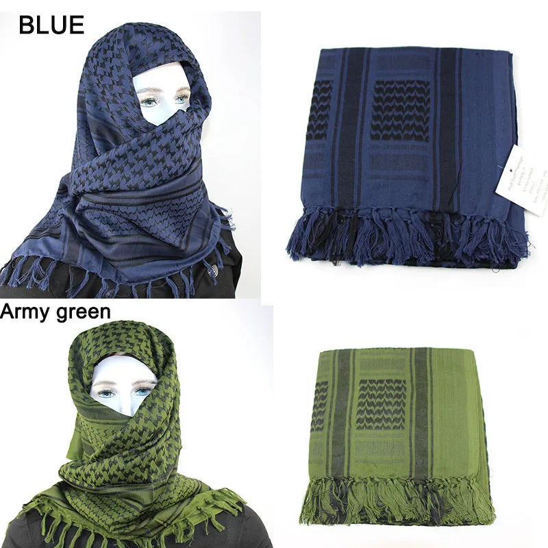 136X133CM Tactical Desert Shemagh Keffiyeh Arab Tessel Scarf Wrap Outdoor Windproof Dustproof Face Protective Scarf Men Women - Lena & Miles Exquisite Boutique LLC.