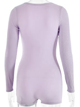 Sibybo Basics Ribbed Playsuit Casual Long Sleeves Button Top Fashion Solid Color High Waist Skinny Playsuit Autumn Women Clothes - Lena & Miles Exquisite Boutique LLC.