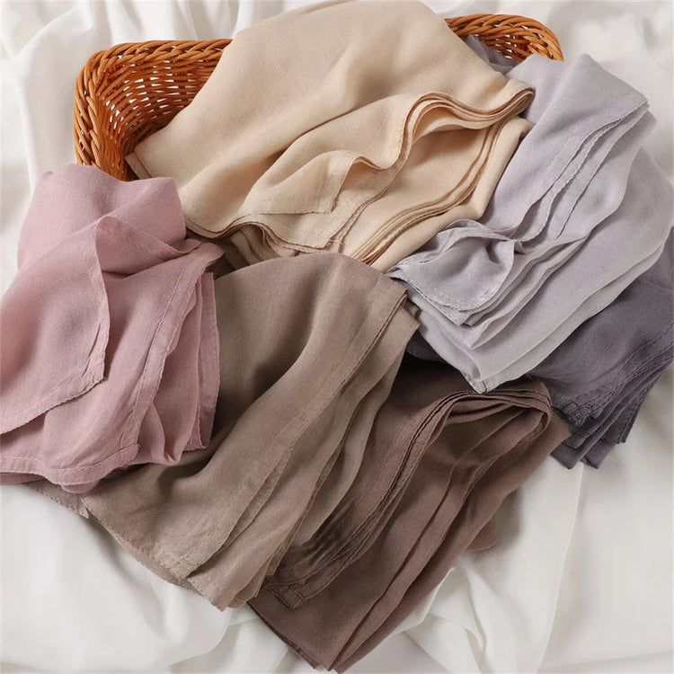 Ramadan Solid Color Big Size Cotton Rayon Hijab - Lena & Miles Exquisite Boutique LLC.