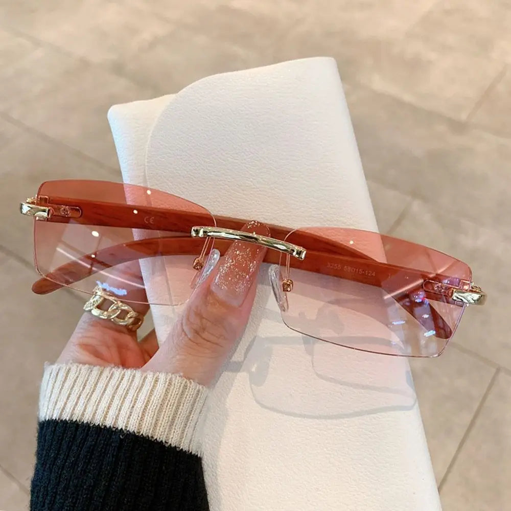 Trendy Punk Sunglasses Rimless Rectangle Sun - Lena & Miles Exquisite Boutique LLC.