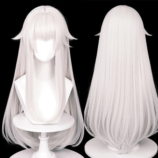 MSIWIGS Game Cosplay Wigs Synthetic Long Straight White Hair Heat Resistant Wig for Halloween Party