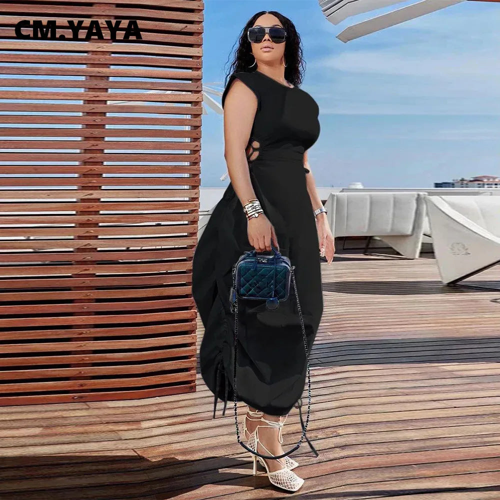 CMYAYA Loose DrawString Women O-neck Sleeve - Lena & Miles Exquisite Boutique LLC.